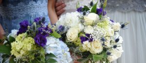 bridal bouquets at summer camp wedding