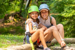 camper and counselor climbing helmet