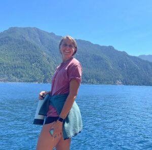 girl in front of lake