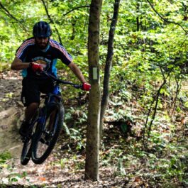 man mountain biking
