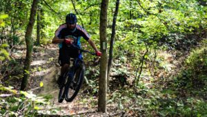 man mountain biking