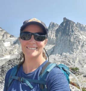 woman hiking in mountains
