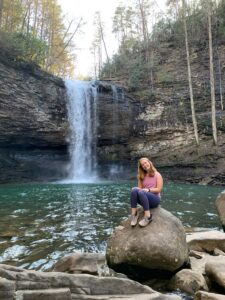 girl at waterfall